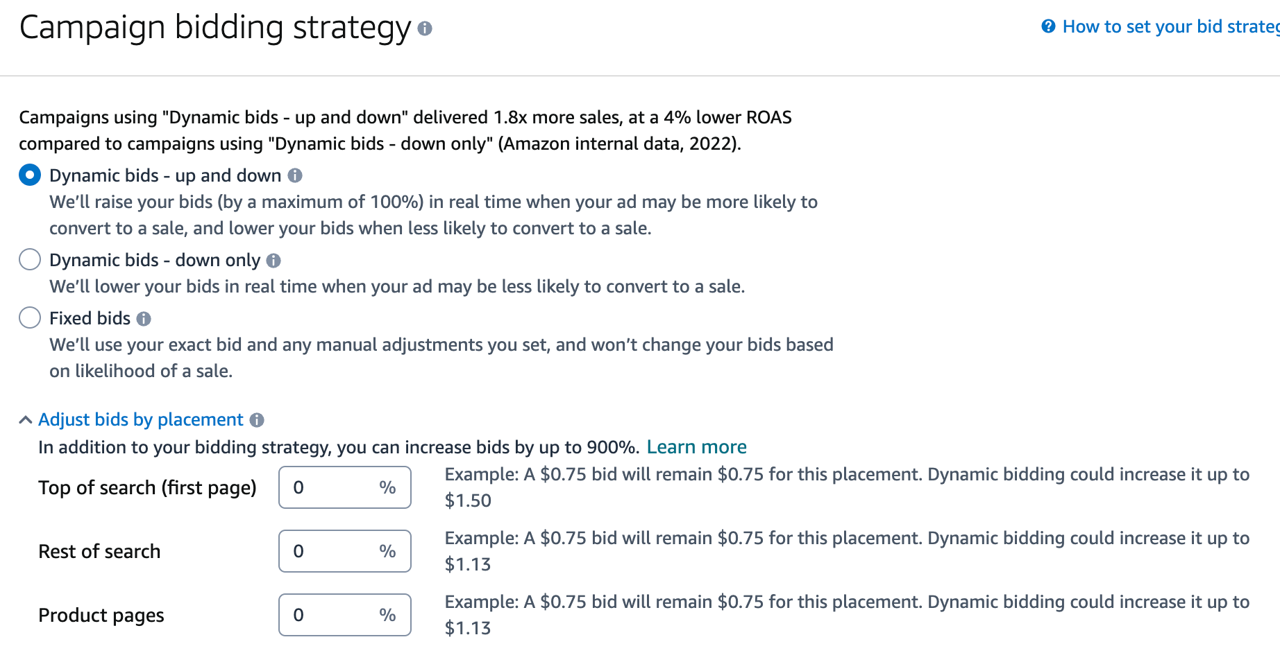 Choose a bidding strategy